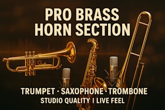record professional brass horn section with trumpet, saxophone and trombone