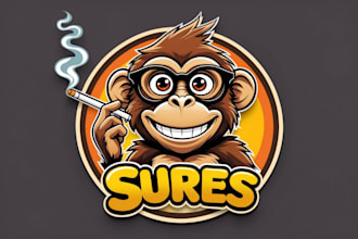 do make monkey smoking wearing glasses mascot logo