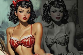 create custom pin up girl portrait illustration