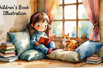 hand drawn watercolor illustration children story book illustration hand drawn