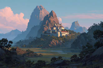 illustrate beautiful flat landscape illustration art