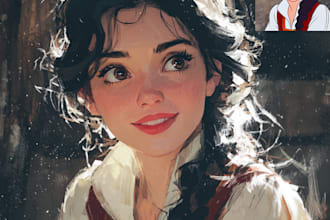 make a portrait in semi realism disney cartoon style