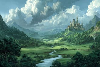 draw professional vector landscape illustration