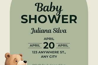 design woodland rustic baby shower invitations, digital cards