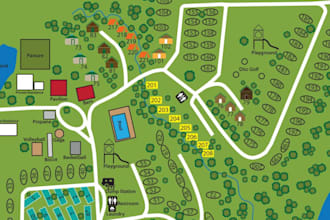 design interactive rv park, campground, site master plan vector svg map permit