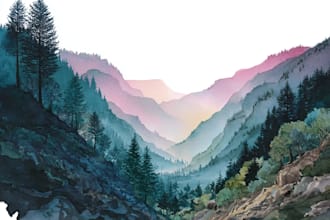 draw a watercolor landscape illustration
