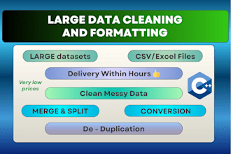 clean, merge, and process large messy excel and CSV data