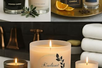 create minimalist luxury candle label and packaging design