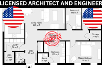licensed architectural plan structural engineer floor plan USA city permit