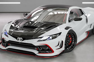 design 3d website car, hypercar concept, ready track vehicle, widebody kit, glb
