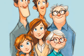 draw cartoon family portrait