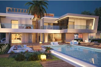 render exterior building, house design, sketchup model, 3d realistic rendering