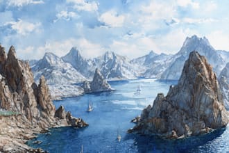 draw a watercolor landscape illustration