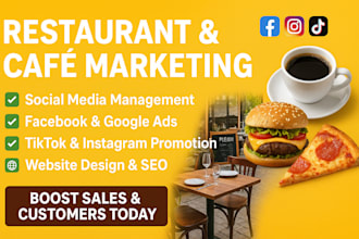 manage your restaurant and cafe on tiktok, instagram, facebook marketing
