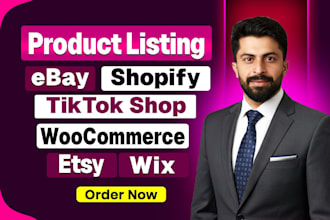 do product listing and import product on temu wix ebay shopify tiktok etsy onbuy