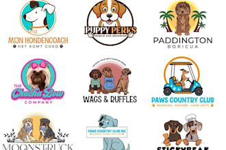 design cute dog, cartoon character animal mascot logo