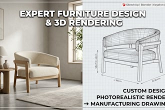 do technical drawings and 3d model assembly of furniture