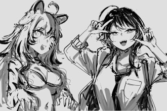 sketch loose style anime manga fanart original character