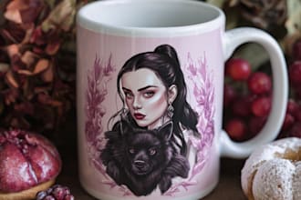 draw coffee mug design, custom mug design