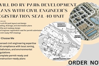 do rv park development plans with civil engineer registration seal 40 unit