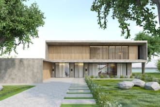 create realistic 3d exterior and interior design for house, villa, hotel, airbnb