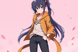draw anime style character full body