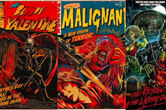 retro horror poster horror tshirt merch comic style dark art horror album cover