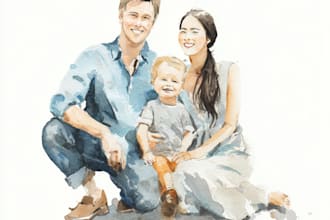 do watercolor family or single portrait