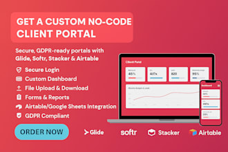 build a secure no code client portal with glide, softr, stacker and airtable