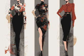 design stunning fashion illustration for you
