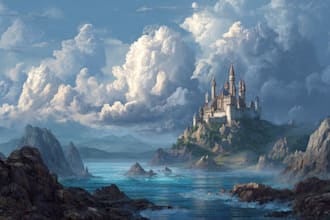draw a fantasy landscape illustration