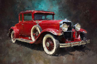 draw vintage or vector car portrait painting