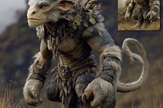 draw a fantasy creature, monster, alien in my style