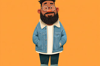 create flat funny cartoon character mascot