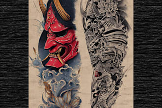 design professional japanese, asian style tattoo design