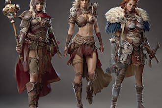 draw concept art of knights, medieval, dark fantasy warriors character