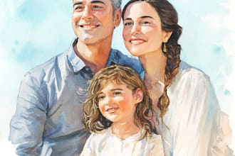 do watercolor family or single portrait
