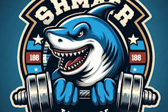 design high quality shark mascot logo with t shirt design