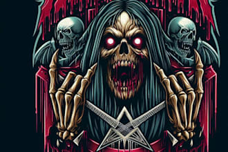 design premium custom scary, horror, heavy, death metal logo with t shirt design