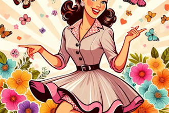 make sexy pin up girl illustration for graphic comic pinup design