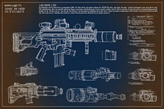 design weapons or any military type blueprints or wall posters