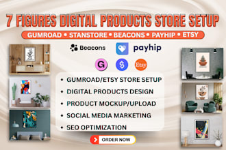 setup gumroad stanstore payhip etsy digital product gumroad store etsy shop seo