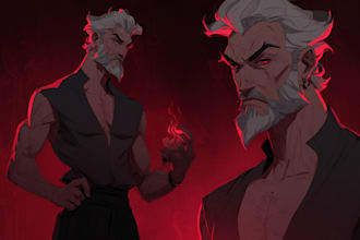 draw a character in the hades art style