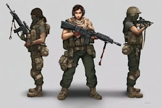 draw 2d game art military character design