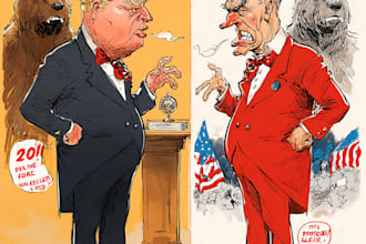 draw political cartoon and comic strip