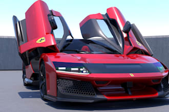 redesign3d vehicle,interior glimpse,ferrari rosso corsa,exotic car,f1 rendering