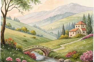 draw original watercolor landscape or architecture art