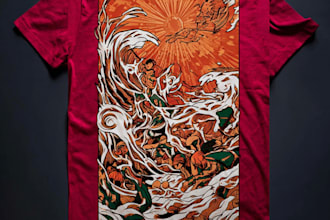 create animal linocut tshirt design for brands