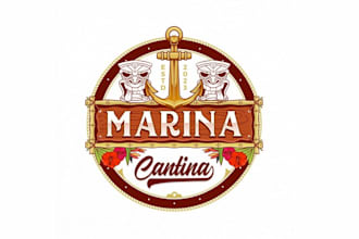 design topical waterfront tiki restaurant nautical theme logo