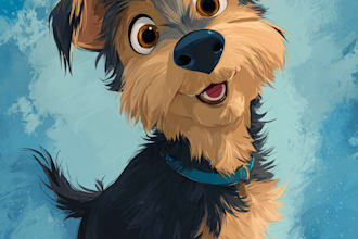 create disney pets portrait illustration in disney style